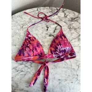 Victorias Secret Halter Bikini Swim Top Medium M Tie Dye Pink Purple